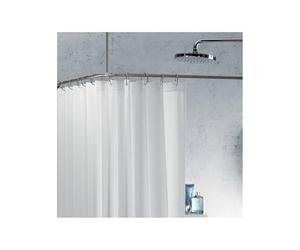 Spirella, Barre tringle pour rideau de douche d'angle à fixer en Inox, Modèle SLIM, support plafond & anneaux rideaux inclus, Adapté à tous les Rideaux, 170x75cm, Chromé