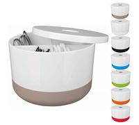 Spirella - Boîte de Rangement Multi-Box en PS, Design Élégant et Pratique pour Organiser Votre Espace, Idéale pour Salle de Bain ou Bureau, Taille: Moyenne, Couleur: Blanc & Taupe