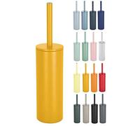 Spirella, Brosse WC avec Support Acier, Modèle Akira, tête Interchangeable et d'un Pot en Acier Solide, avec Récipient hygiénique, Brosse Toilette fermée, à Poser, Jaune Soleil Mat, 40 x 9.5 x 9.5 cm