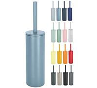 Spirella, Brosse WC avec Support Acier, Modèle Akira, tête Interchangeable et d'un Pot en Acier Solide, avec Récipient hygiénique, Brosse Toilette fermée, à Poser, Bleu Mat, 40 x 9.5 x 9.5 cm