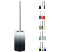 Spirella Brosse WC Porte-Balai Toilette Pot à Balai „Tube“ Ensemble WC à Poser en Céramique et Acier Inoxydable Gris/Blanc