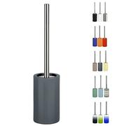 Spirella Brosse WC Porte-Balai Toilette Pot à Balai „Tube“ Ensemble WC à Poser en Céramique et Acier Inoxydable Gris foncé