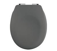 Spirella Couvercle de Toilette Ovale de qualité supérieure avec Finition Mate et Fermeture en Douceur Lunette de Toilette antibactérienne en Duroplast et Acier Inoxydable Gris