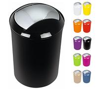 Spirella Design Poubelle Push Sydney Salle de Bains 5 litres à Couvercle pivotant Poubelle à cosmétiques Récipient à ordures Noir