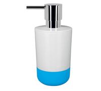 Spirella Distributeur de Savon Liquide „Moji“ Distributeur de Lotion Capacité 300 ML avec Socle en Silicone Finition Soft Touch Capacité 300 ML (ØxH): 7,5 x 16,5 cm - Blanc/Bleu