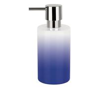 Spirella Distributeur de savon liquide «Tube» céramique – Doseur ABS chromé 300 ml Bleu/Blanc