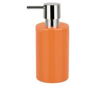 Spirella Distributeur de Savon Liquide „Tube“ Céramique Distributeur de Lotion avec doseur en ABS chromé Capacité 300 ML (ØxH): 7 x 16 cm - Orange