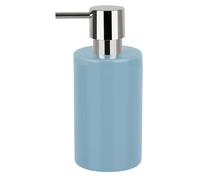 Spirella Distributeur de Savon Liquide „Tube“ Céramique Distributeur de Lotion avec doseur en ABS chromé Capacité 300 ML (ØxH): 7 x 16 cm - Bleu Clair
