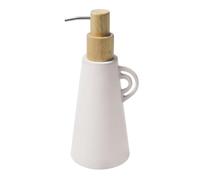 Spirella Distributeur de Savon Organic avec Pompe, en Grès 450 ML, pour Une Salle de Bain Élégante et Pratique avec Un Design Moderne et Naturel, Écru, Acacia OU Bois, Ecru