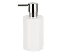 Spirella Distributeur de Savon Liquide „Tube“ Porcelaine Distributeur de Lotion avec doseur en ABS chromé Capacité 300 ML (ØxH): 7 x 16 cm - Blanc