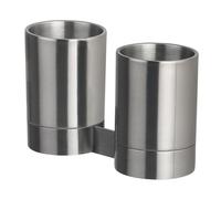 Spirella Double gobelets à Fixer Acier Inoxydable chromé NYO Gris