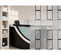 Spirella Frame Black Rideau de Douche 180x200 Design Géométrique PEVA