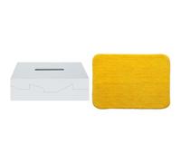 Spirella Lot Boîte de Rangement + Tapis de Bain Blanc et Jaune | couvercle assorti, format compact, envers antidérapant, lavable en machine, blanc / jaune