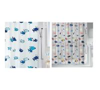Spirella Lot de 2 Rideaux de Douche Bleu et Multicolore | traitement anti-moisissure, lavable en machine, bleu / multicolore