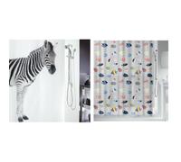 Spirella Lot de 2 Rideaux de Douche Polyester Noir et Multicolore | traitement anti-moisissure, lavable en machine, noir / multicolore