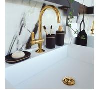Spirella Lot de 3 accessoires de salle de bain BLY Noir & Doré