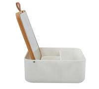 Spirella Miroir cosmétique avec étagère pour Maquillage Cosmétique Miroir de Table Bambou Blanc