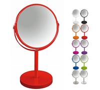Spirella, Miroir de Maquillage à Poser Double Face pivotant, Miroir de courtoisie avec grossissement x2, idéal pour Les Soins de beauté et Le Maquillage, Rouge, 20 cm