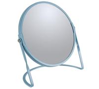 Spirella Miroir de Maquillage à Poser Miroir de beauté Miroir cosmétiques Double Face Miroir de courtoisie pivotant „Akira“ grossissement x5 - Bleu Mat