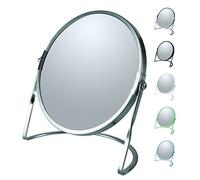 Spirella Miroir de Maquillage à Poser Miroir de beauté Miroir cosmétiques Double Face Miroir de courtoisie pivotant „Akira“ grossissement x5 - Argent satiné