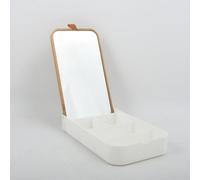 Spirella Miroir de Maquillage en Bambou avec étagère pour Maquillage et cosmétiques Blanc Alais Naturel