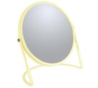 Spirella - Miroir grossissant sur Pied Akira - Acier Robuste - Double Face avec Grossissement x5 et Miroir Classique - Pivotant à 360° - Jaune Mat