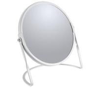 Spirella - Miroir grossissant sur Pied Akira - Acier Robuste - Double Face avec Grossissement x5 et Miroir Classique - Pivotant à 360° - Blanc Mat