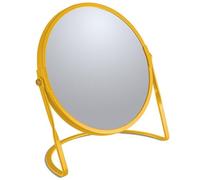 Spirella - Miroir grossissant sur Pied Akira - Acier Robuste - Double Face avec Grossissement x5 et Miroir Classique - Pivotant à 360° - Jaune Soleil Mat