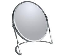 Spirella Miroir de Maquillage à Poser Miroir de beauté Miroir cosmétiques Double Face Miroir de courtoisie pivotant „Akira“ grossissement x5 - Argent satiné