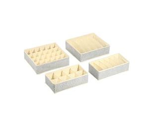Spirella MSV Lot de 4 Boîtes Tiroir de Rangement micrcoaéré et Respirant avec Compartiments Gris