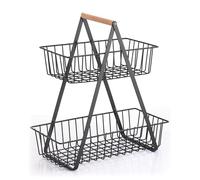 Spirella MSV Panier de Rangement à Poser Design Industriel Bois & Acier Elie Noir Mat