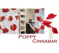 Spirella Poppy Cinnabar Red/Rouge Vinyle Rideau 180x200cm. Design Fleurs