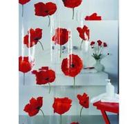 Spirella poppy cinnibar rideau de douche plastique peva transparent motif coquelicots rouge 180 x 200 cm Rouge G