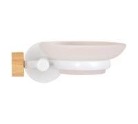 Spirella Porte Savon à Fixer Acier & Bambou IANA Transparent & Blanc MSV