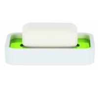 Spirella, Porte-Savon Design Élégant et Pratique pour Salle de Bain, Idéal pour Économiser de l'espace, Couleur Blanc/Kiwi, Dimensions Compactes 1016538 cm