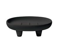 Spirella Porte-Savon Organic en Grès et Acacia Ou Bois Noir Mat 18,2 x 8,5 cm pour Une Salle de Bain Élégante et Écologique avec Un Design Moderne et Pratique, 13 x 9,8 cm