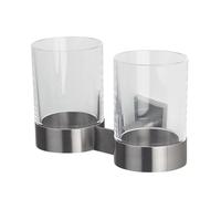 Spirella, Porte-Verre Double en Acier Inoxydable Mat avec Acrylique Transparent, Design Élégant et Pratique pour Salle de Bain, Standard, Couleur Argenté, Taille Unique
