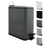 Spirella Poubelle de salle de bain Erik en acier inoxydable avec système d'abaissement automatique et seau intérieur Anthracite 5 l