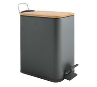 Spirella, Poubelle à pédale 5 Litres, Modèle Erik, Rectangulaire, Fermeture douce et silencieuse grâce au système slow close, Utilisation sécurisée avec des pédales antidérapantes, Gris Foncé Mat