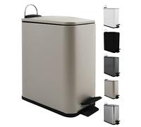 Spirella - Poubelle à pédale 5 Litres, Modèle Erik, Rectangulaire, Fermeture douce et silencieuse grâce au système slow close, Utilisation sécurisée avec des pédales antidérapantes, Taupe Mat