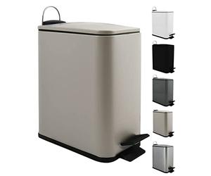 Spirella - Poubelle à pédale 5 Litres, Modèle Erik, Rectangulaire, Fermeture douce et silencieuse grâce au système slow close, Utilisation sécurisée avec des pédales antidérapantes, Taupe Mat