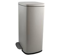 poubelle à pédale de cuisine grande capacité acier akira 50l taupe mat