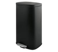 Spirella, Poubelle à pédale 50 Litres en Acier Inoxydable, Modèle Akira, Finition matte élégante et moderne, Fermeture lente et silencieuse, Revêtement anti-traces de doigts, Noir Mat