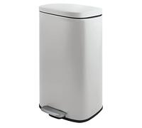 Spirella - Poubelle à Pédale En Acier AKIRA - Design Moderne Rectangulaire avec Revêtement Anti-Traces - Fermeture Lente et Silencieuse - Blanc Mat - 50L