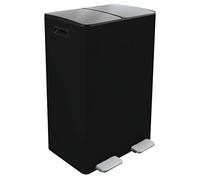 poubelle à pédale de cuisine tri sélectif acier aliya 60l (2x30l) noir mat