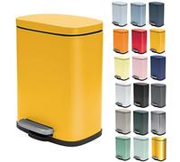 Spirella - Poubelle de Salle de Bain à Pédale AKIRA - Acier Inoxydable Haut de Gamme - Fermeture Silencieuse Easy-Close - Jaune - 5L