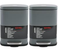 Spirella - Poubelle de Salle de Bain à Pédale AKIRA - Acier Inoxydable Haut de Gamme - Fermeture Silencieuse Easy-Close - Gris Mat - 5L (Lot de 2)