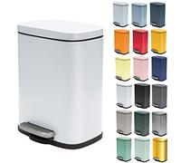 Spirella - Poubelle de Salle de Bain à Pédale AKIRA - Acier Inoxydable Haut de Gamme - Fermeture Silencieuse Easy-Close - Blanc Mat - 5L