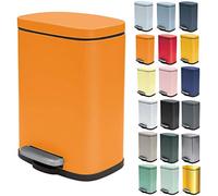 Spirella - Poubelle de Salle de Bain à Pédale AKIRA - Acier Inoxydable Haut de Gamme - Fermeture Silencieuse Easy-Close - Orange Mat - 5L