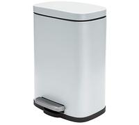 Spirella - Poubelle à Pédale En Acier AKIRA - Design Moderne Rectangulaire avec Revêtement Anti-Traces - Fermeture Lente et Silencieuse - Blanc Mat - 12L